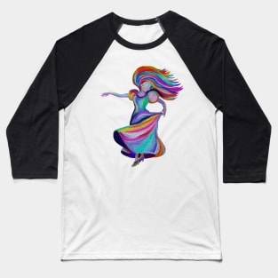 Flamenco Dress Twirling Rainbow Woman Baseball T-Shirt